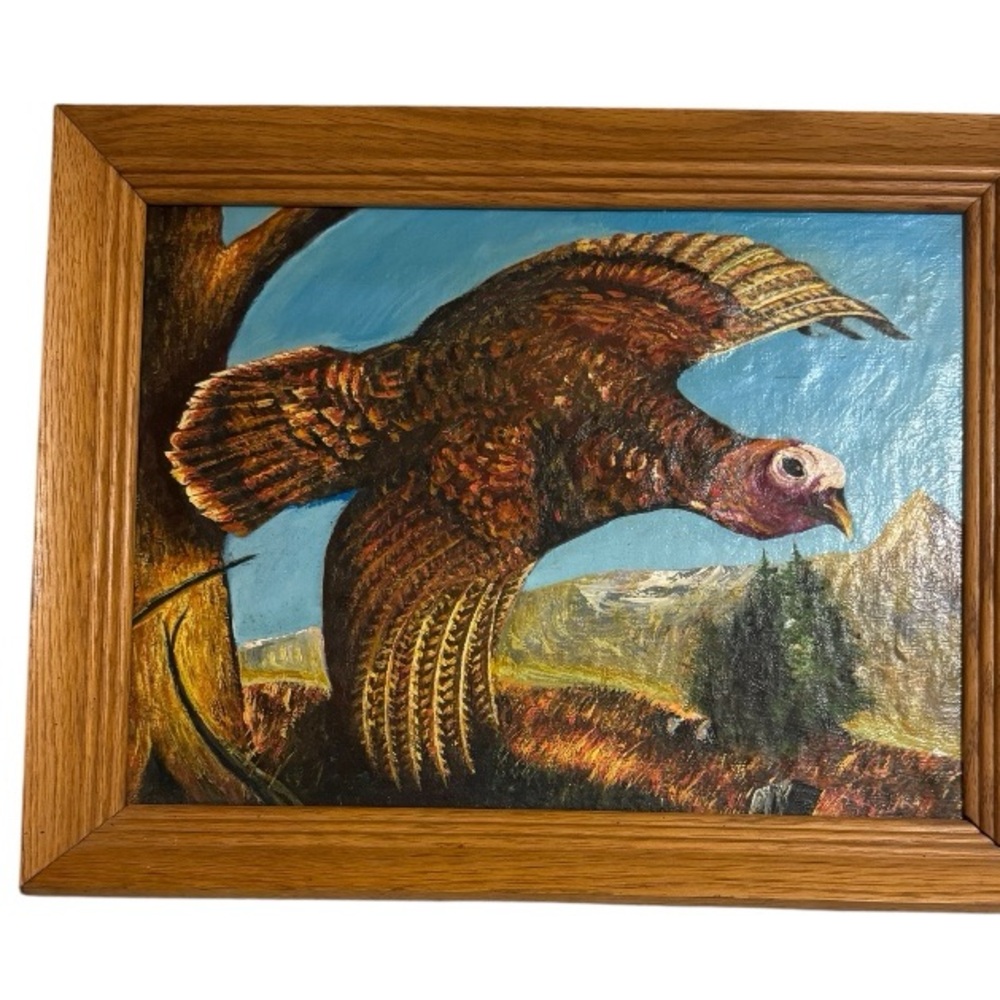 Framed Wildlife Art with Brown and Blue Tones